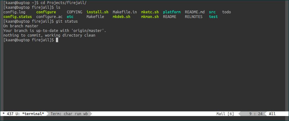 A terminal interface, with the outputs of the commands &ldquo;ls&rdquo; and &ldquo;git status&rdquo; displayed.